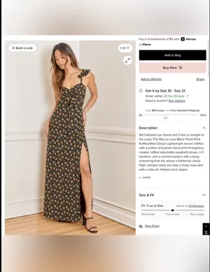 Lulus The Way to Love Black Floral Print Ruffled Maxi Dress Sz M thumbnail 5