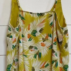 Banana Republic Tropical Feather Print Yellow Tank‎ Top Sleeveless Women S thumbnail 10