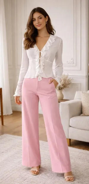 Lucy Paris Ruffle NIAMH‎ Blouse Sheer Romantic V-Neck Size Medium New with Tags thumbnail 1