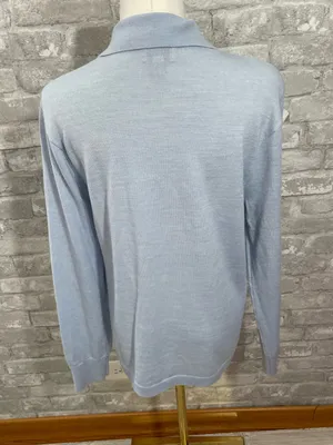 J. Crew Pale Blue Merino Wool Polo Sweater thumbnail 3