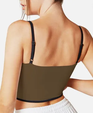 Move With You Mocha Padded Sports Bra Tank Top thumbnail 2