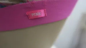 PINK Victoria's Secret lace trimmed triangle bra in white and pink size medium. thumbnail 10