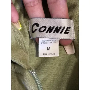 Vintage Connie Velour Green Zip Up Hoodie‎ Buttons Embroidery Pockets thumbnail 7