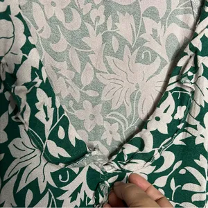Free People‎ Rebecca Floral Green White Ruffle Tiered Long Sleeve Mini Dress thumbnail 6