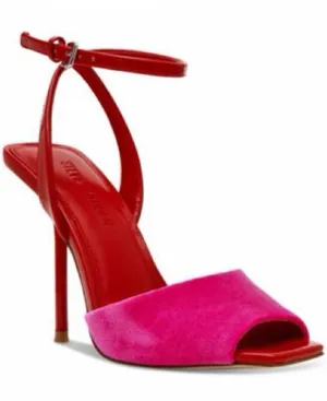 Steve Madden Lilac Color Block Leather Velvet Square Toe Heel in Pink Red 9.5 thumbnail 1
