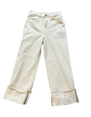 a.n.a Highest-Rise Wide Leg Cuffed Jeans Off-White Cream Size 6 (Waist 30) thumbnail 1