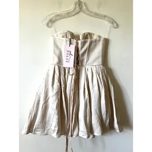 Oh Polly Emeline Corset Strapless Tulle Mini Dress in Ivory Size 4 thumbnail 6