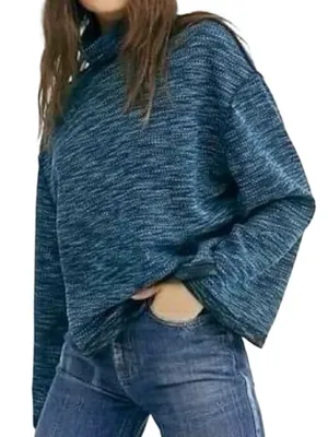 Like New Free People We The Free Sunny Days Turtleneck Top Blue Generous Small thumbnail 1