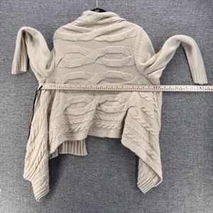 April Cornell Open Cardigan Medium Cream Wool Waterfall Wool Blend Cable Knit thumbnail 13