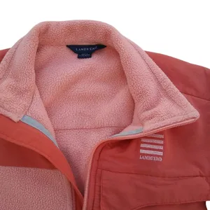 Land's End Womens Small 6-8 Peach Orange Jacket Zip Up Pocket Fleece Fall Winter thumbnail 2