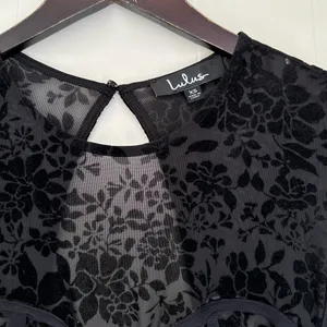 LULU’S Cor-Set to Go Black Burnout Velvet Print Dress X-Small thumbnail 5