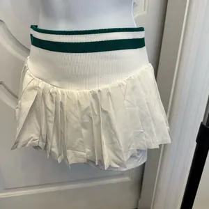 Free People Movement Doubles Skort Skirt White w Green Stripe NWOT thumbnail 4