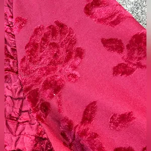 Rafael Textured Crinkle Velvet Floral Top XL Deep Red‎ Long Sleeve Blouse thumbnail 9