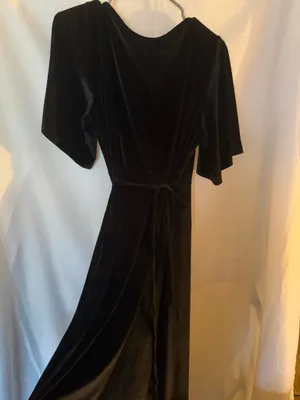 Baltic Born wrap around Black Velvet Wrap Maxi Dress thumbnail 5