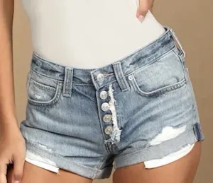 NWT WE THE FREE / FREE PEOPLE Romeo Rolled Cuff Distressed Button Fly Shorts 25 thumbnail 1