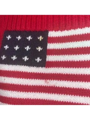 💕Vintage Crystal-Kobe Red Ribbed Knit American Flag Tank Top Shirt thumbnail 4