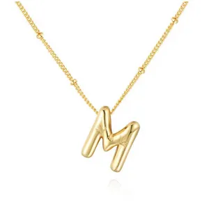 Bubble Balloon Letter M Initial Necklace Gold thumbnail 1
