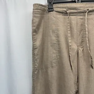 Prana Breathe Women's Drawstring Pants L Tan Lightweight Hemp Blend Wide Leg thumbnail 2