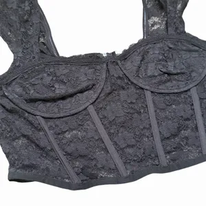 Faded Rose‎ Women's Black Lace Corset Bralette Crop Top Size M thumbnail 4