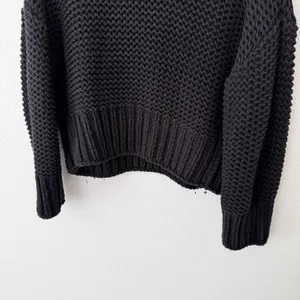 [Free People] Black‎ My Only Sunshine Chunky Knit Mock Neck Sweater Sz Medium M thumbnail 7