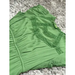 Polagram Green Midi Dress Size S Boho Cottagecore Prairie Crochet Flutter Sleeve thumbnail 13