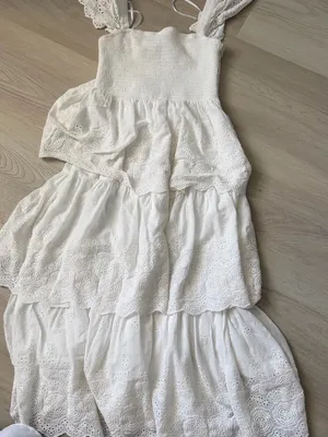 Lulu's White Eyelet Tiered Maxi Dress with Smocked Bodice thumbnail 3
