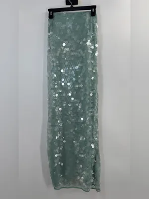 Staud Casey Sequin Strapless Midi Dress in Seafoam 6 thumbnail 5