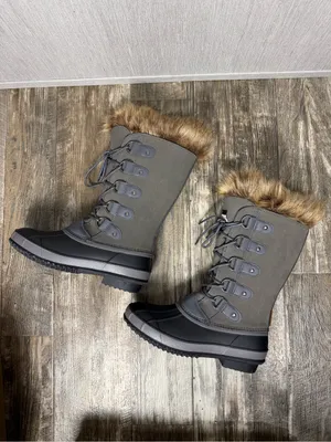 Project Cloud Women's Fur-Trim Leather Waterproof Winter Boots - Gray Size 9 thumbnail 8