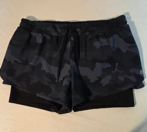 RBX Women’s 2-in-1 Layered Running Shorts Camo Compression Liner Size L W-187 thumbnail 1
