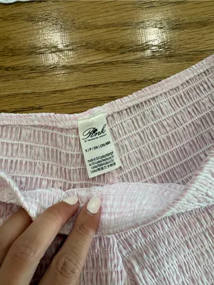 Frankie's Bikinis White Lace Trim Cami & Pink Smocked Shorts Set thumbnail 2