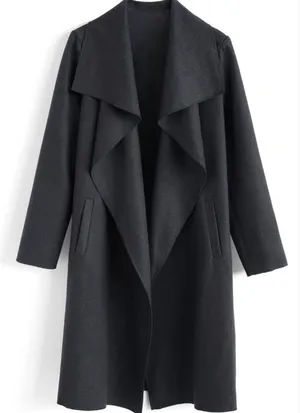 Chicwish Free myself open front black wool blend coat size large thumbnail 4