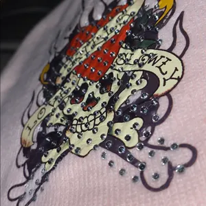 Ed Hardy Beanie embroidered and rhinestones in Blush Pink thumbnail 4