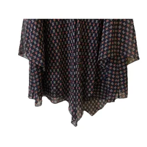 Derek Lam 10 Crosby Navy Silk Handkerchief Dress Sz 6 Lace Up Layered Flowy Boho thumbnail 3
