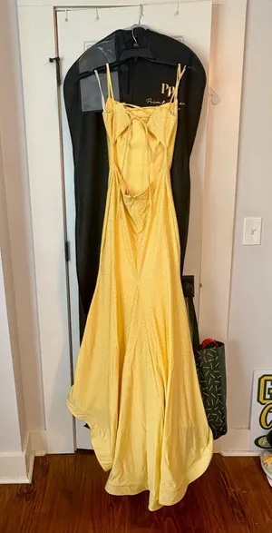 Yellow Open Back Sherri Hill Dress  thumbnail 2
