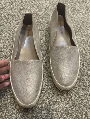 Donald Pliner Women's Size 8 Palm‎ Tan Gold Loafers Slip On Espadrille Shoes thumbnail 1