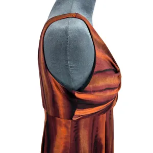 90s Y2K Babydoll Maxi‎ Dress 10 Moody Orange Empire Waist Fairy Grunge Slinky thumbnail 6