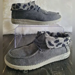 HEY DUDE BRITT Gray Cheetah Print Lining Shoes Women's Size 8 thumbnail 2