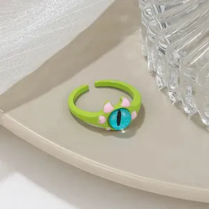 Cute Quirky Green Monster Design Cuff Ring Gothic Punk Style‎ thumbnail 10