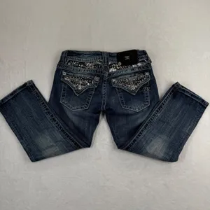 Miss Me Womens JY6191P Cuffed Capri Jeans Dark Wash Sequin Embellished Size‎ 25 thumbnail 2