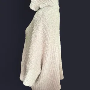 Hippie Rose Oversized Cozy + Warm Fluffy Cream Hooded Fuzzy Women Sweater M/L; OS thumbnail 3