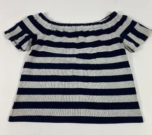 Madewell Shirt Womens Small Blue Off The Shoulder Striped‎ Jersey Knit Cotton thumbnail 1