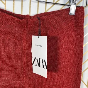 Zara‎ Knit Culottes in Red Rust Wide Leg High Waist thumbnail 7