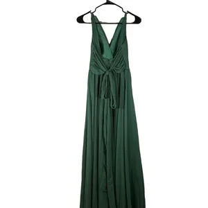 Azazie Kora Dark Green A-Line Pleated Chiffon Bridesmaid Prom Dress Sz A2 thumbnail 2