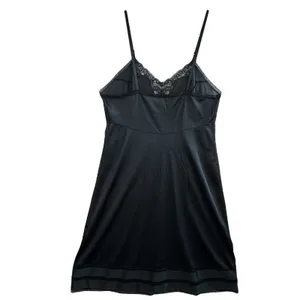 Adonna JCPenney Black Nylon Lace Slip Dress Vtg Lingerie Sz 38 M Y2K Whimsygoth‎ thumbnail 2
