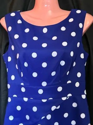Connected Apparel Women’s Blue & White Polka Dot Sleeveless Fit & Flare Dress 6 thumbnail 3