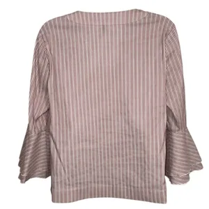 WHITE HOUSE BLACK MARKET Carmen Candy Stripe Belled Sleeve Blouse‎ NWOT Size 6 thumbnail 6