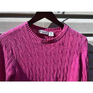 Polo Jeans Co‎ Ralph Lauren Sweater Womens M Medium Pink Cable Knit thumbnail 2
