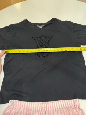 Victoria's Secret Pink & White Lounge Shorts with matching Black VS Top thumbnail 2