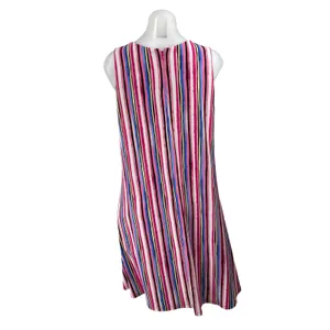 Nine West Multicolor Pink Sleeveless Striped Round Neck Mini A Line Dress Sz 12 thumbnail 4