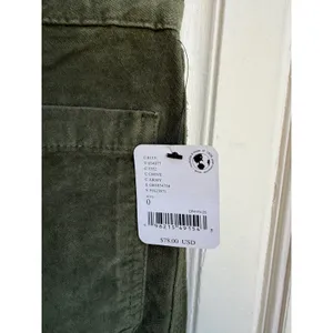 Free People Army Green Velveteen Straight Leg Patch Pocket Pants‎ Size 0 thumbnail 6